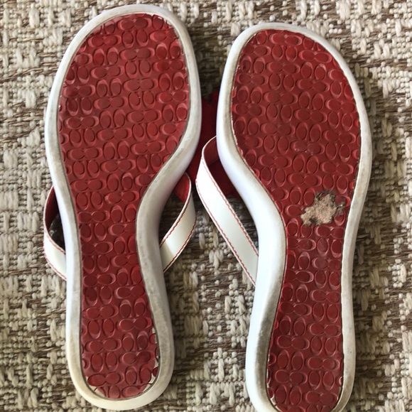 Coach sandals with 4 colors of detachable velcro flowerets. Size 8! Like new - Picture 3 of 6
